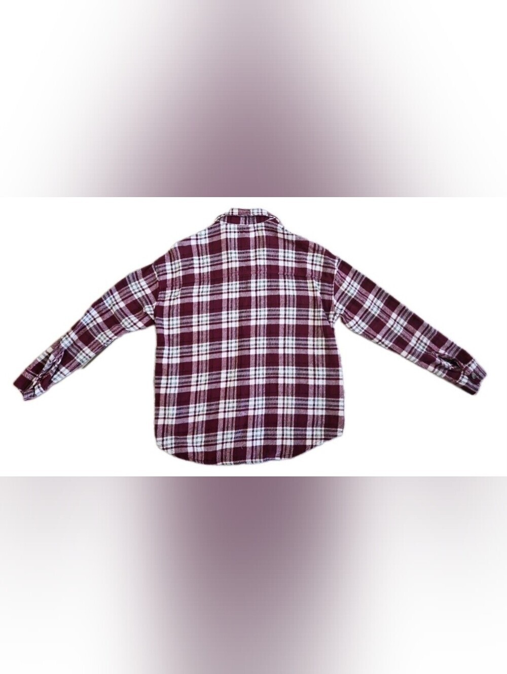 Hollister Boyfriend Fit Plaid Flannel Shirt Shacket Burgundy Size M, pockets. - Picture 4 of 5